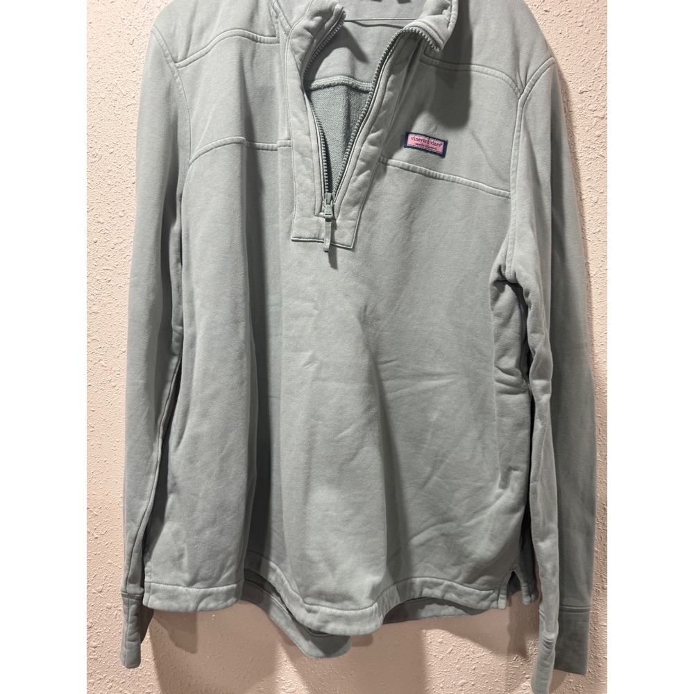 Vineyard Vines Womens XL Sage Green Quarter‎ Zip Pullover Sweatshirt Whale Logo